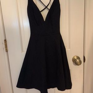 Lulu's Believe in Love Black Backless Skater Dress